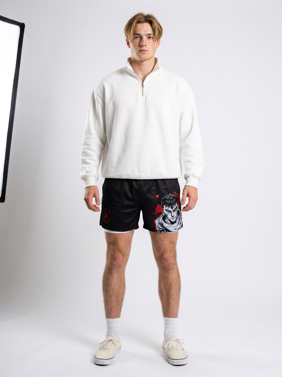 One Piece 3D Digital Print Adult Beach Shorts - 1773646988609392741 — front view