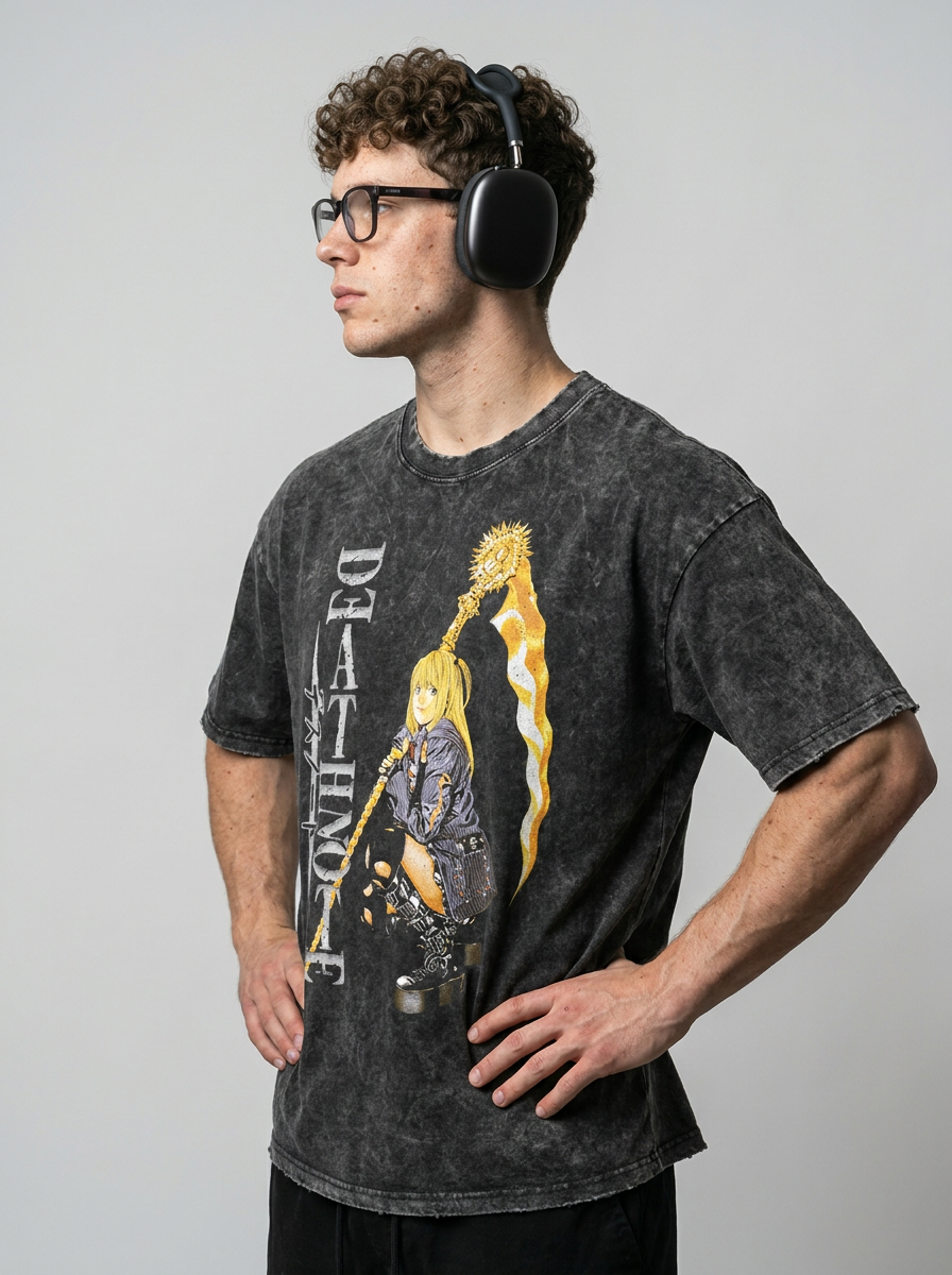 Vintage Oversized Jujutsu Kaisen Graphic Tee model side profile athletic — washed cotton t-shirt | Tempus Arc premium anime streetwear