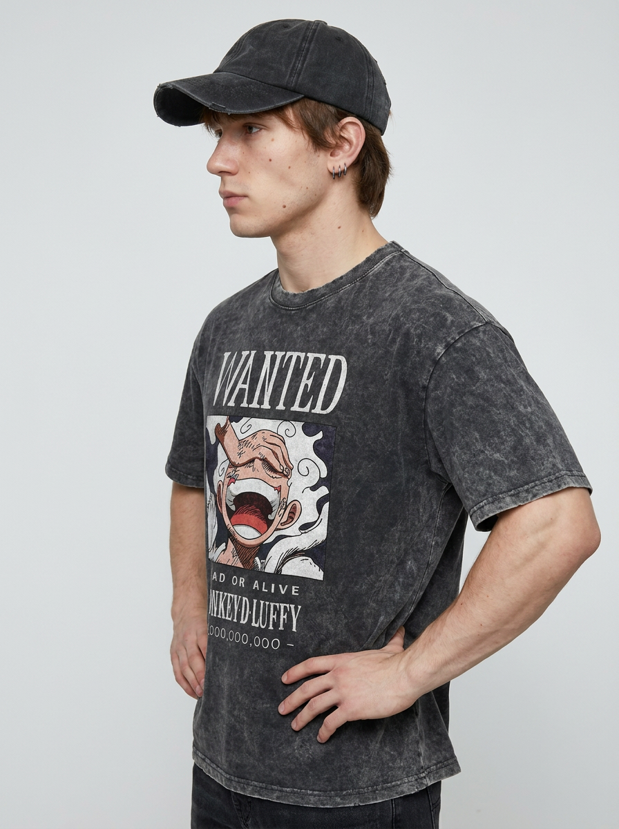 Vintage Oversized Jujutsu Kaisen Graphic Tee model side profile athletic — washed cotton t-shirt | Tempus Arc premium anime streetwear