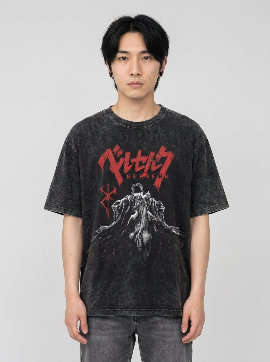 Vintage Oversized Jujutsu Kaisen Graphic Tee full body model — oversized boxed t-shirt | Tempus Arc premium anime streetwear