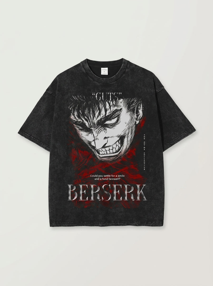 Vintage Oversized Jujutsu Kaisen Graphic Tee flat lay front view — washed black oversized t-shirt | Tempus Arc premium anime streetwear