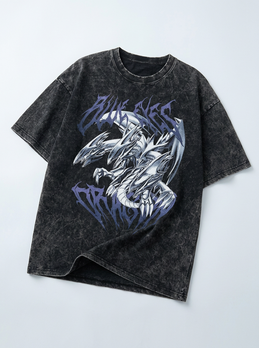Vintage Oversized Jujutsu Kaisen Graphic Tee angle perspective shot — washed cotton t-shirt | Tempus Arc premium anime streetwear
