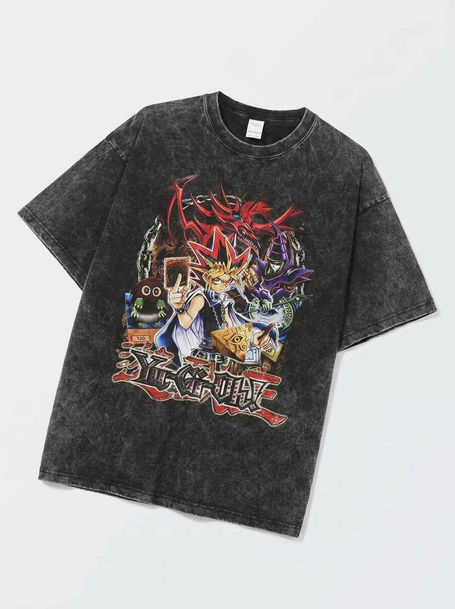 Vintage Oversized Jujutsu Kaisen Graphic Tee angle perspective shot — washed cotton t-shirt | Tempus Arc premium anime streetwear