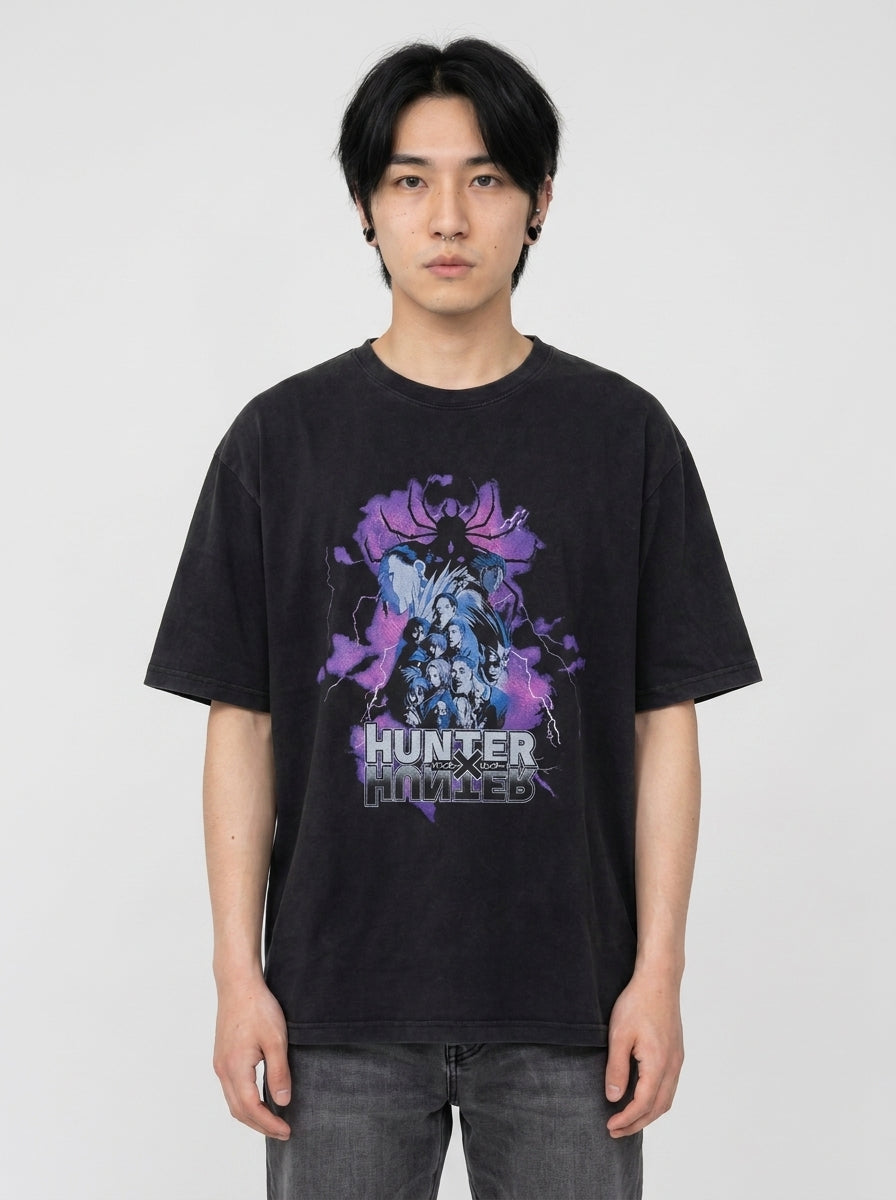 Vintage Wash Graphic Tee - Streetwear Anime Summer full body model — oversized boxed t-shirt | Tempus Arc premium anime streetwear