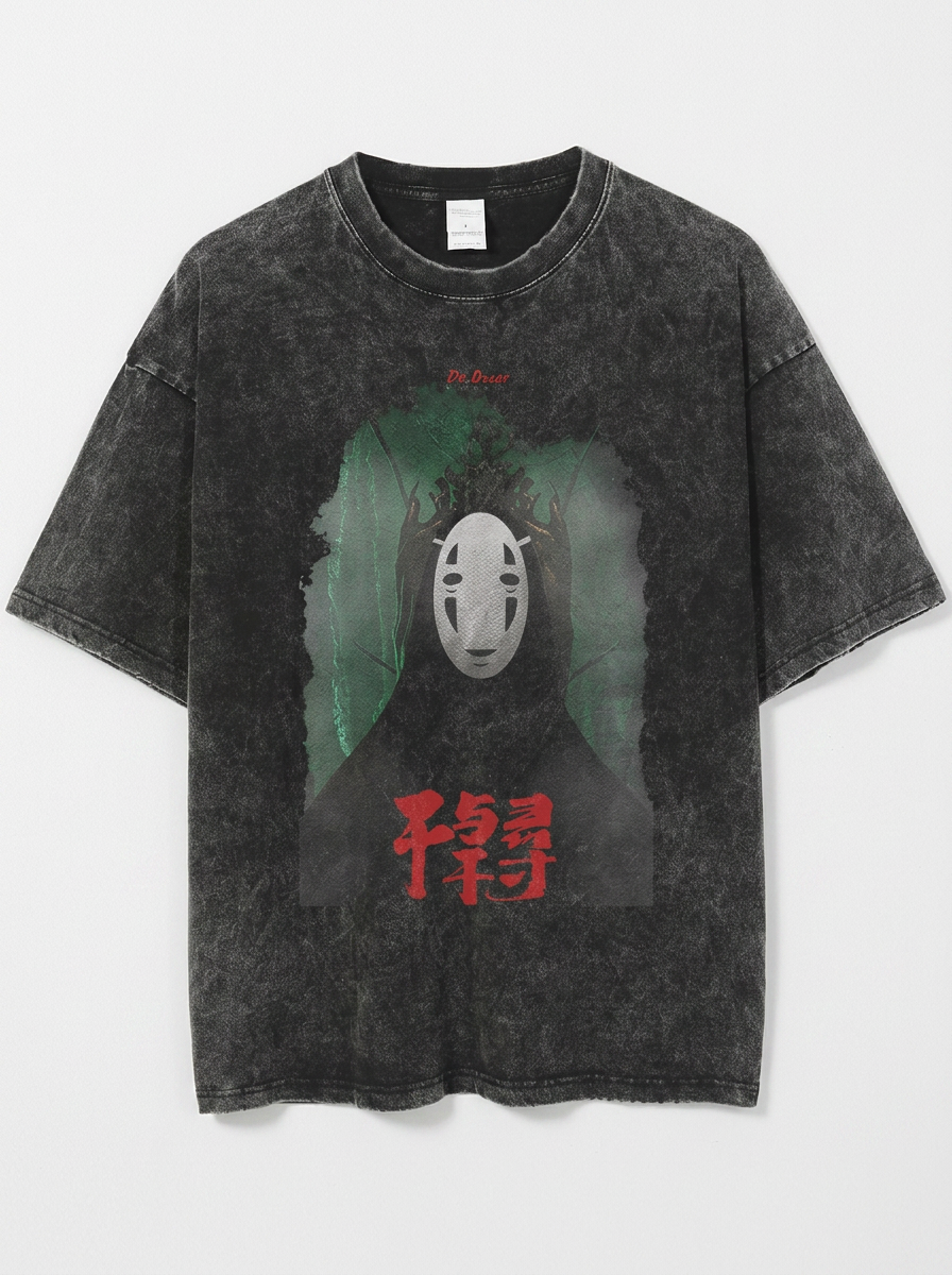 Vintage Washable T-Shirt - Streetwear Anime Graphic angle perspective shot — washed cotton t-shirt | Tempus Arc premium anime streetwear