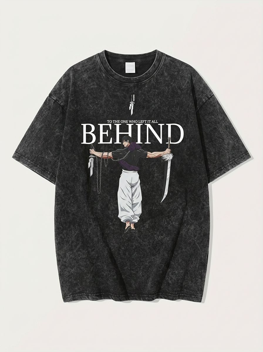 Vintage Washable T-Shirt - Streetwear Anime Graphic angle perspective shot — washed cotton t-shirt | Tempus Arc premium anime streetwear