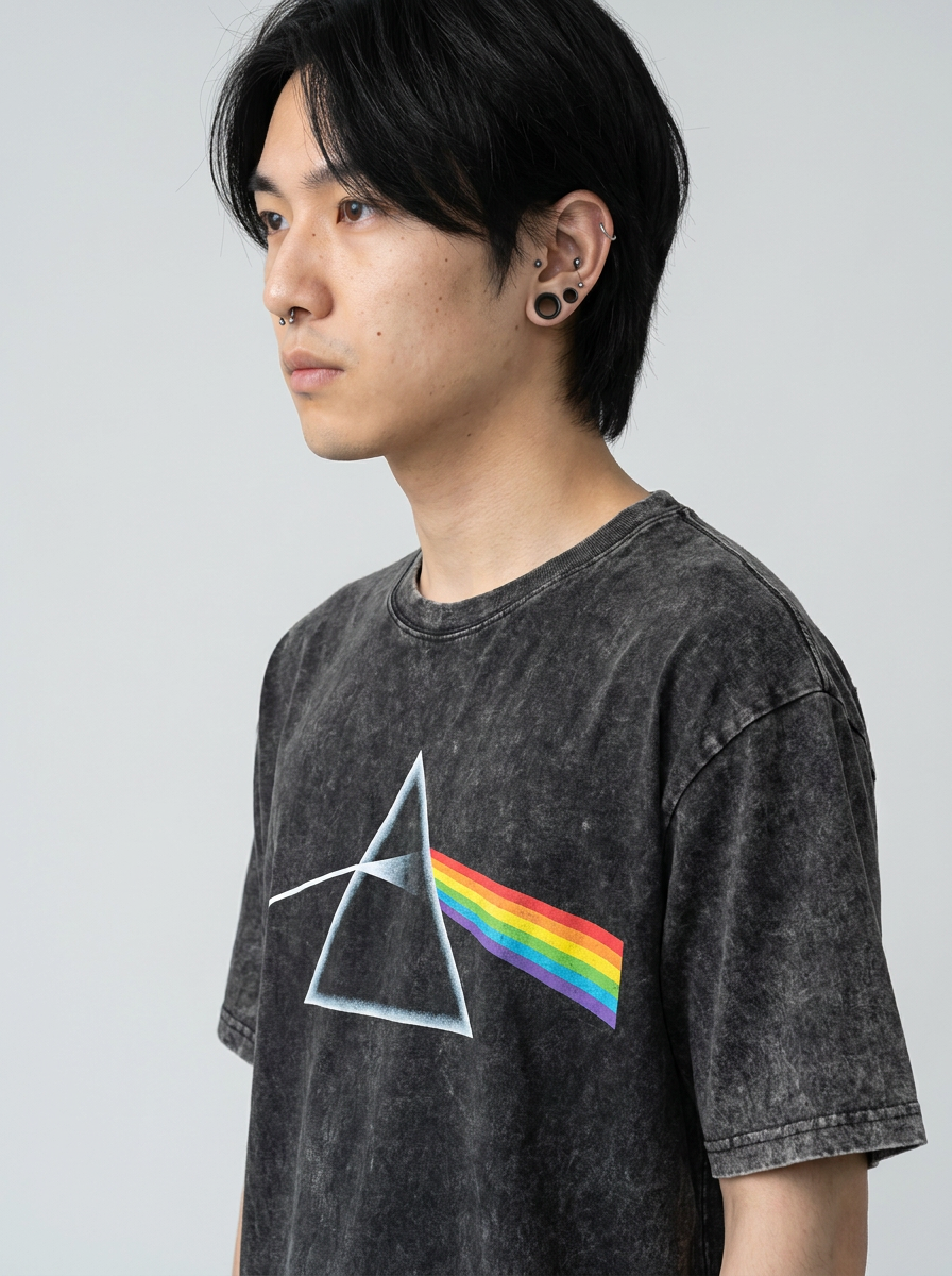 Washed Black Dragon Ball Anime T-shirt for Summer Fashion model lateral 3/4 — oversized washed cotton t-shirt | Tempus Arc premium anime streetwear