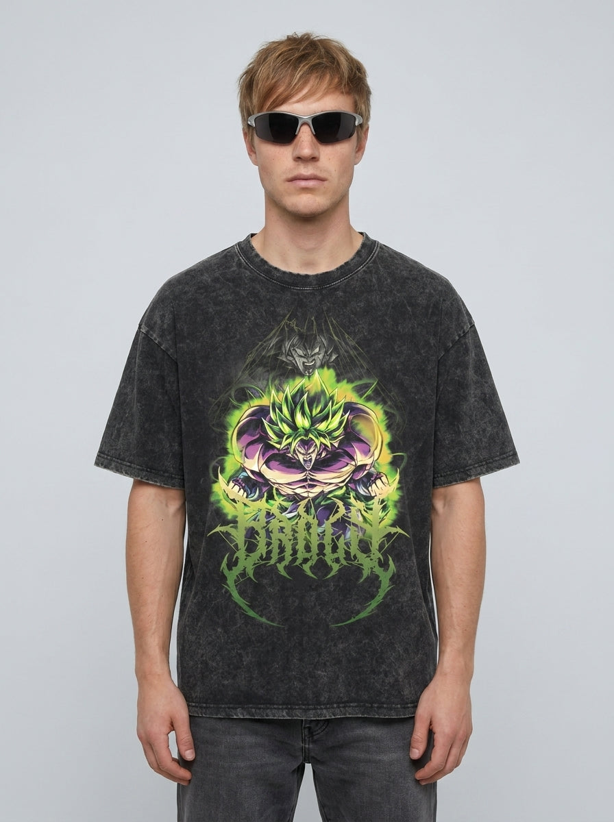 Washed Black Dragon Ball Anime T-shirt for Summer Fashion full body model — oversized boxed t-shirt | Tempus Arc premium anime streetwear