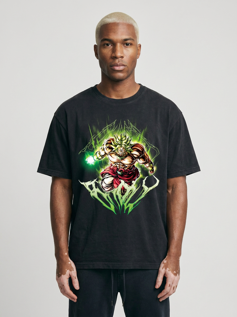 Washed Black Dragon Ball Anime T-shirt for Summer Fashion full body model — oversized boxed t-shirt | Tempus Arc premium anime streetwear