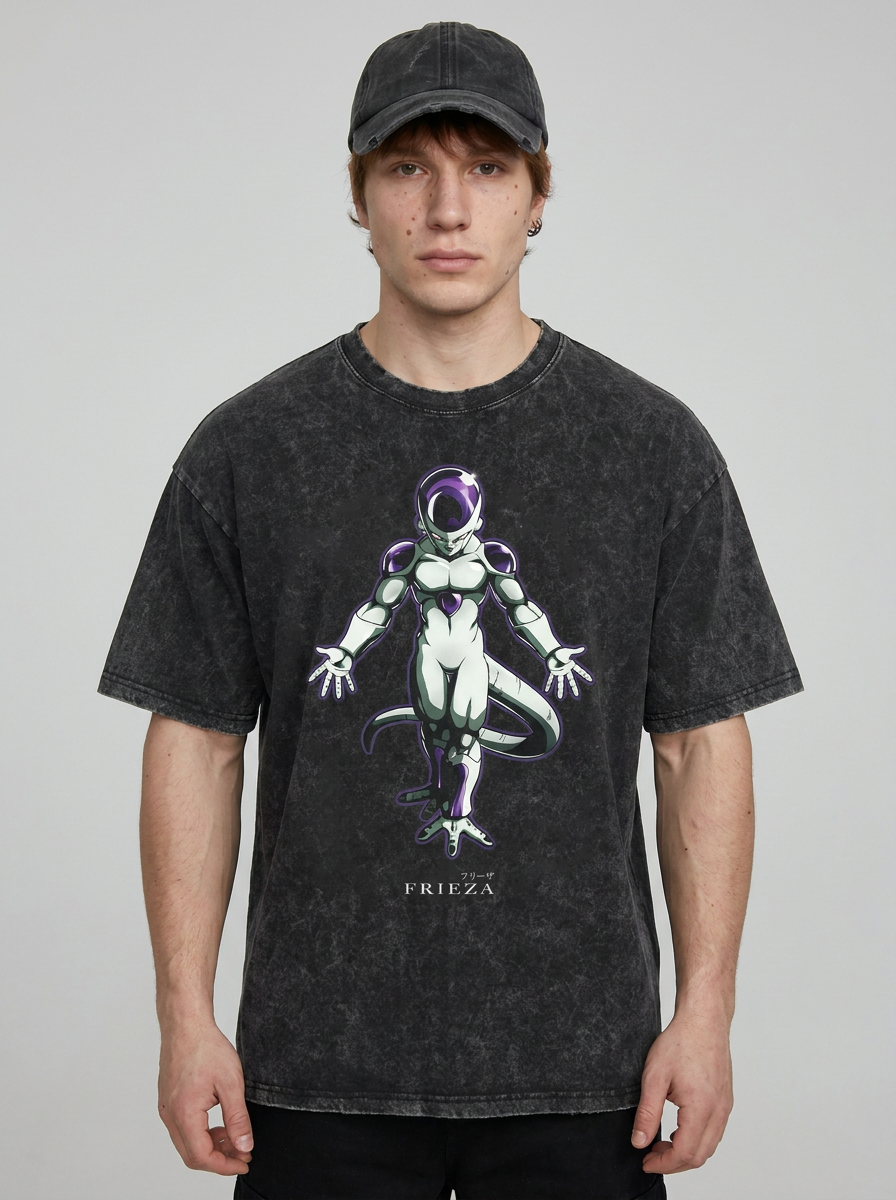 Washed Black Dragon Ball Anime T-shirt for Summer Fashion full body model — oversized boxed t-shirt | Tempus Arc premium anime streetwear