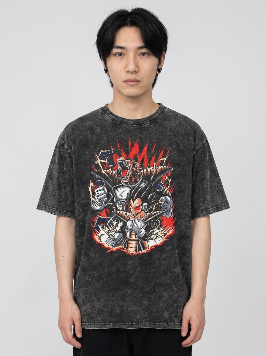 Washed Black Dragon Ball Anime T-shirt for Summer Fashion full body model — oversized boxed t-shirt | Tempus Arc premium anime streetwear