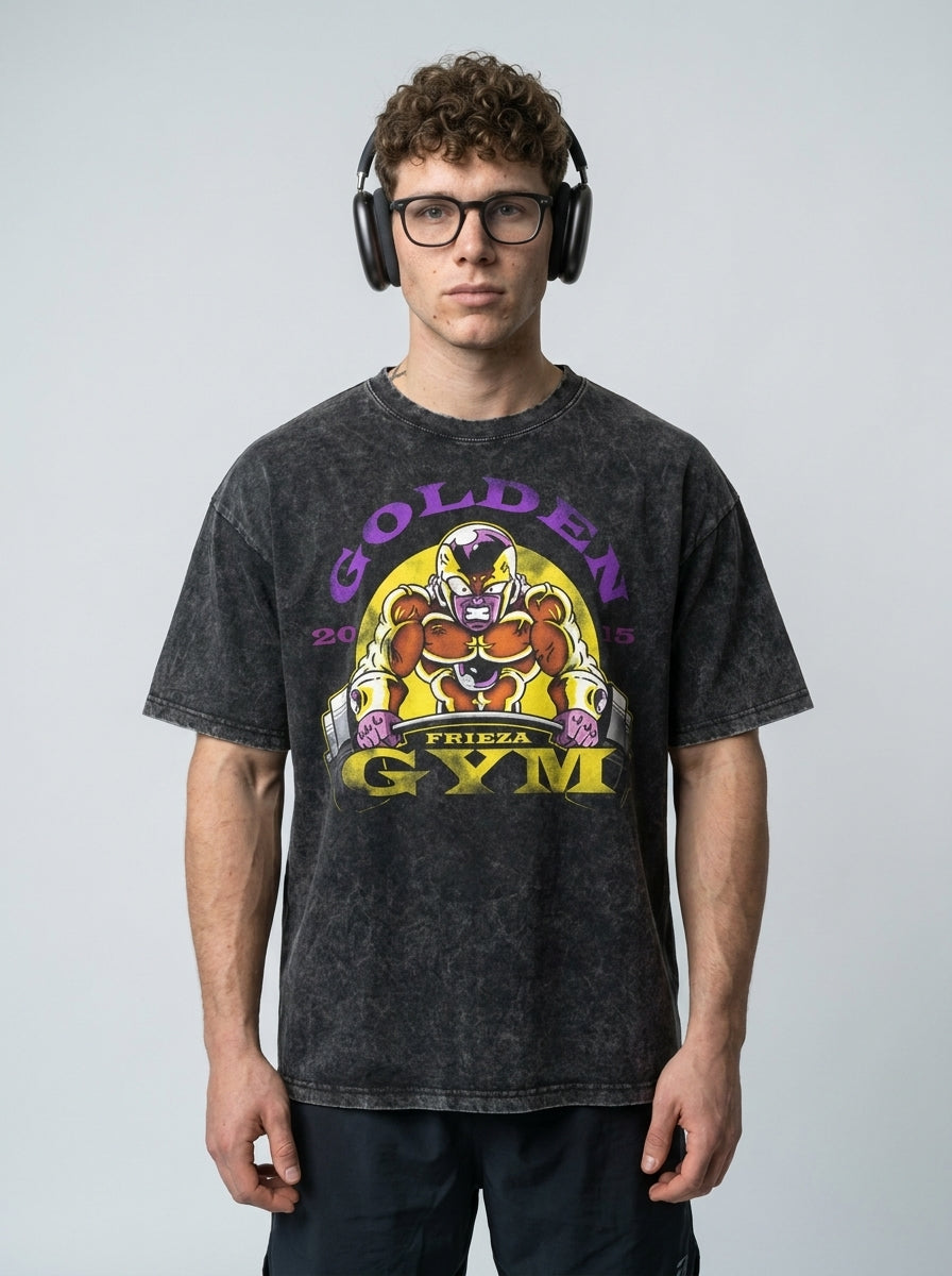 Washed Black Dragon Ball Anime T-shirt for Summer Fashion full body model — oversized boxed t-shirt | Tempus Arc premium anime streetwear