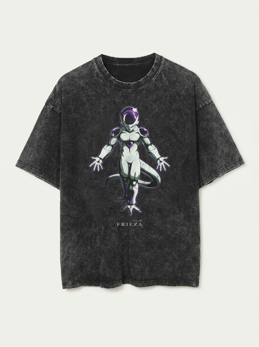 Washed Black Dragon Ball Anime T-shirt for Summer Fashion flat lay front view — washed black oversized t-shirt | Tempus Arc premium anime streetwear