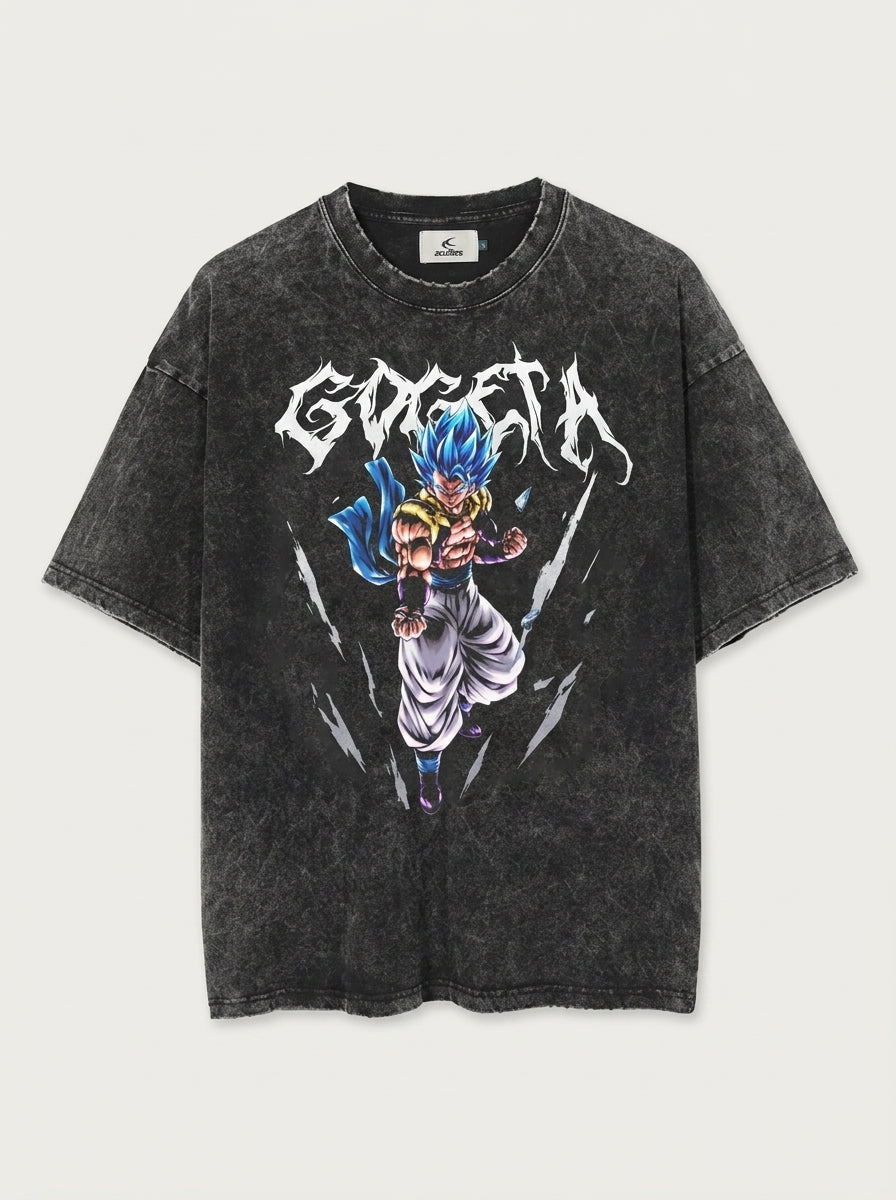 Washed Black Dragon Ball Anime T-shirt for Summer Fashion flat lay front view — washed black oversized t-shirt | Tempus Arc premium anime streetwear