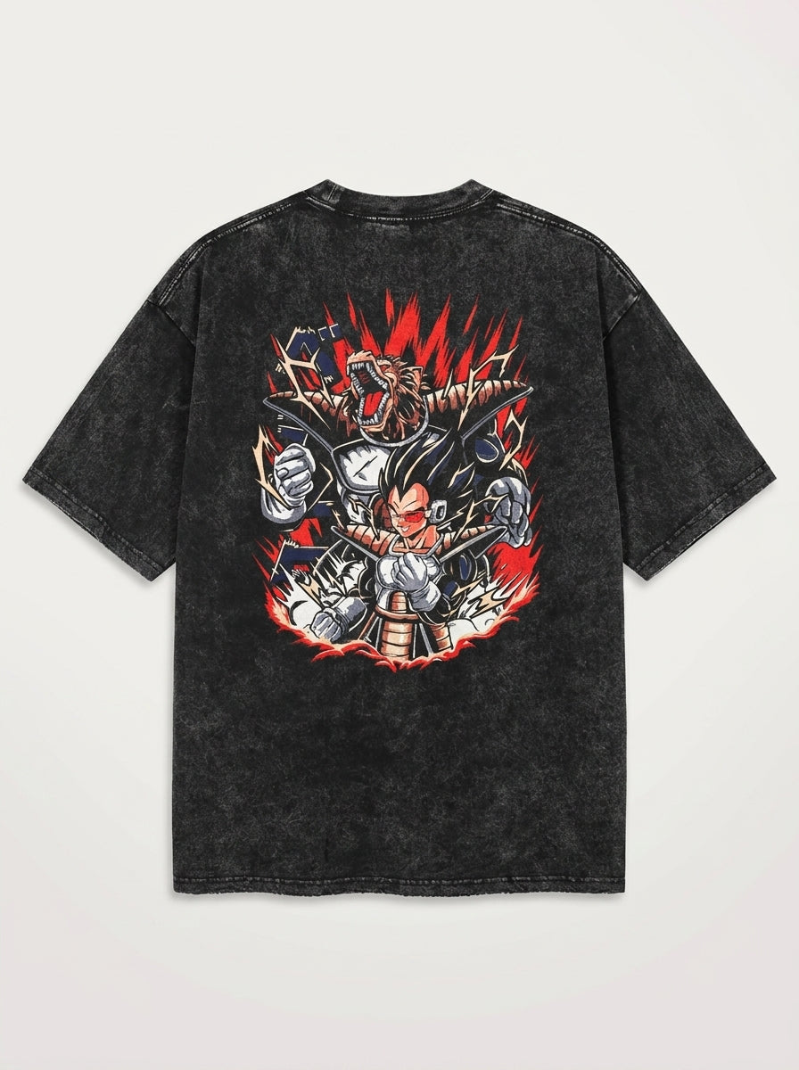 Washed Black Dragon Ball Anime T-shirt for Summer Fashion flat lay front view — washed black oversized t-shirt | Tempus Arc premium anime streetwear