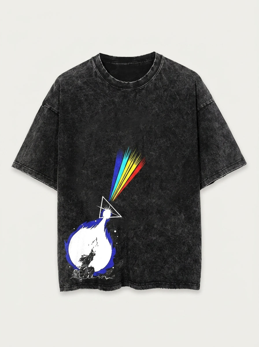 Washed Black Dragon Ball Anime T-shirt for Summer Fashion flat lay front view — washed black oversized t-shirt | Tempus Arc premium anime streetwear