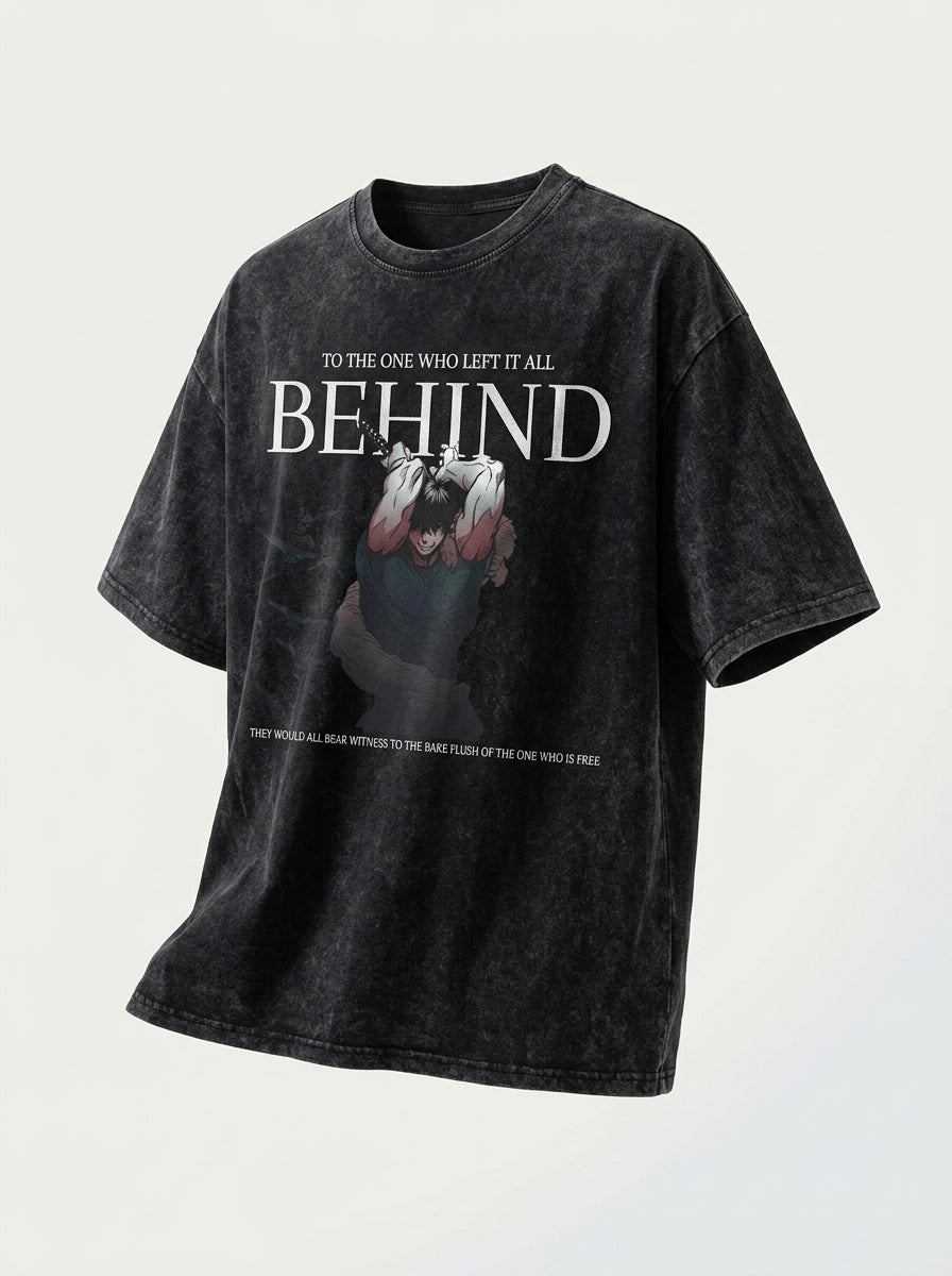 Washed vintage T-shirt street hip-hop anime - N0SQH4P5M angle perspective shot — washed cotton t-shirt | Tempus Arc premium anime streetwear